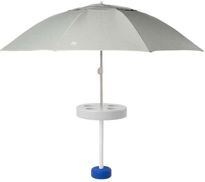 Pool Buoy 플로팅 수영장 우산 - 160cm(5피트 7인치) 자외선 차단 조절 가능한 갓 컵 홀더 5개 도구 필요 없는 조립 안정적인 가중 베이스 - 수영장 호수