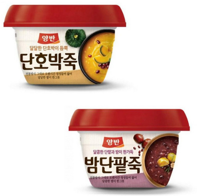 양반 밤단팥죽 6p + 단호박죽 6p, 1세트, 285g