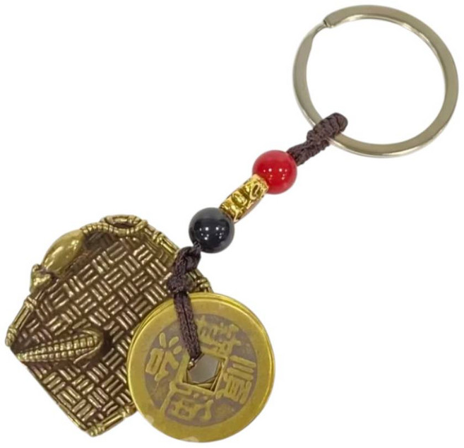 佐運門 純銅五帝錢鑰匙圈吊飾