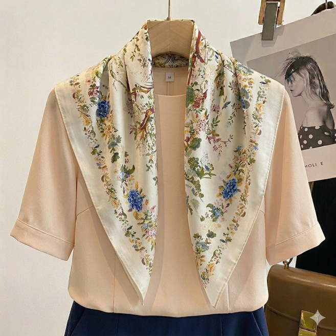 로지제이 부드러운 데일리 패션 고급 여성 봄 여름 사각 스카프