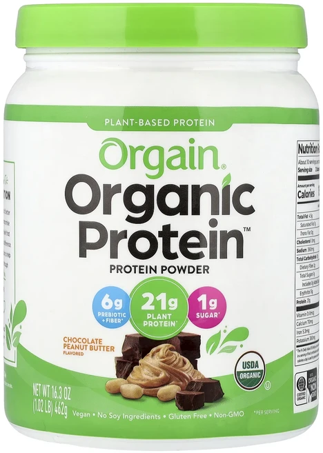 정말좋습니다 Orgain Organic Protein™ 분말 식물성 초콜릿 땅콩버터 462g(1.02lbs) 빠르게배송해드릴게요, 1개, 462g - 쿠팡