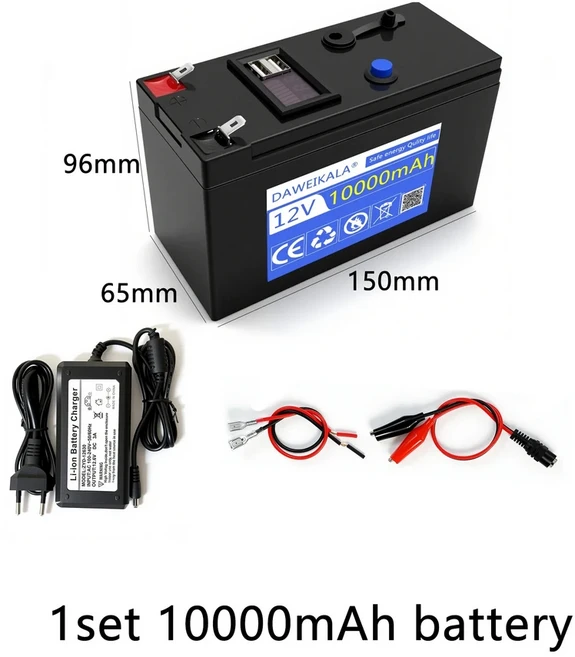 12V 30000mAh 충전식 리튬 이온 배터리 팩 전동 장난감 자동차 LED 스트립 조명 야외 공급 장치 파워 뱅크, 01 10000mAh