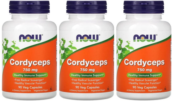 [2+1] Now Foods 나우푸드 동충하초 750 mg 90정 Cordyceps 약들약 고약사 3개, 1개 - 쿠팡
