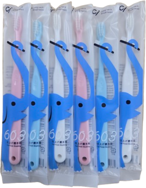 603코끼리칫솔 소프트S, 6개, 블루,화이트,핑크