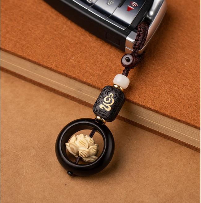 뚱보 불교 연꽃 무사고 기원 키링, 원목연꽃 키홀더, 1개