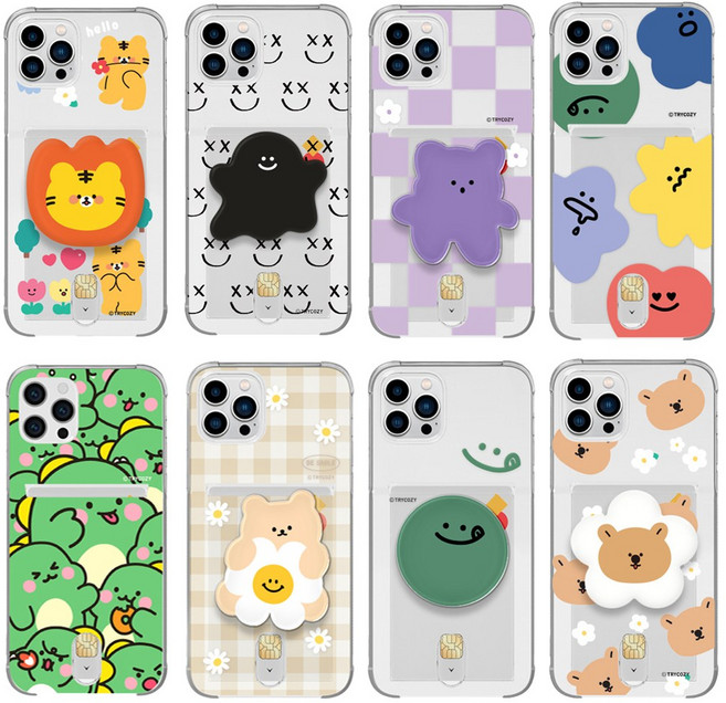 아이폰17 프로 그립톡 카드 포켓 클리어 에어쿠션 젤리 휴대폰 케이스