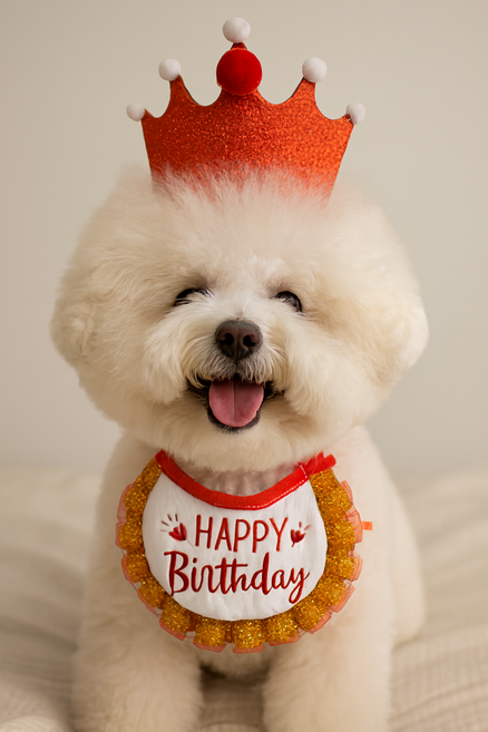 바모펫 강아지 고양이 생일 목걸이 왕관 생일파티세트 반려동물 생일 파티 숫자스티커, 1개, 레드