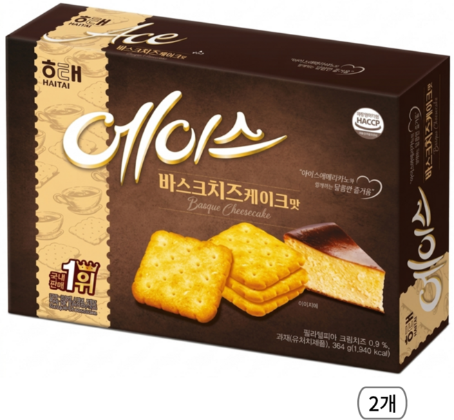 해태에이스 바스크치즈케이크맛, 364g, 2개