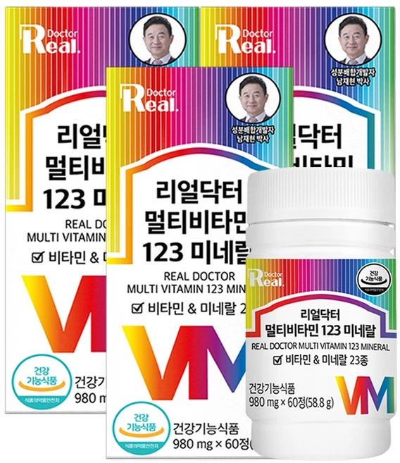 리얼닥터 멀티비타민 123 미네랄, 60정, 3개 - 쿠팡