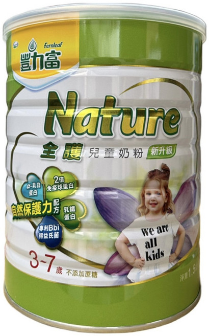豐力富 Nature 全護 兒童奶粉 3-7歲 天然保護力 不添加蔗糖, 1.5kg, 2個