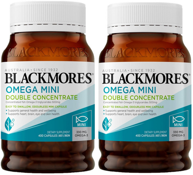 Blackmores 블랙모어스 미니 오메가3 더블농축 소프트캡슐 400정 2개 삼키기편한 타입