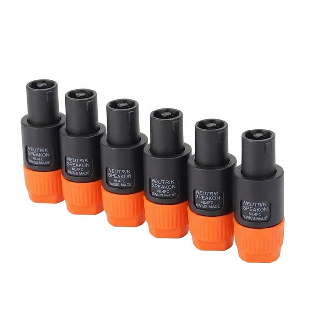 티놀지 스피커 스피콘 커넥터, 6개, 오렌지, G-NL4FC-OR6