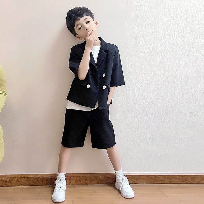 2026夏季新款童裝男童西裝套裝小西裝花童演出男孩禮服三件套