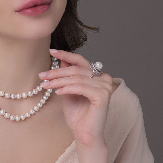 라루아 여성 트와일라잇담수펄반지 화이트 알진주 웨딩 한복 혼주 오픈링 반지 기념일 선물