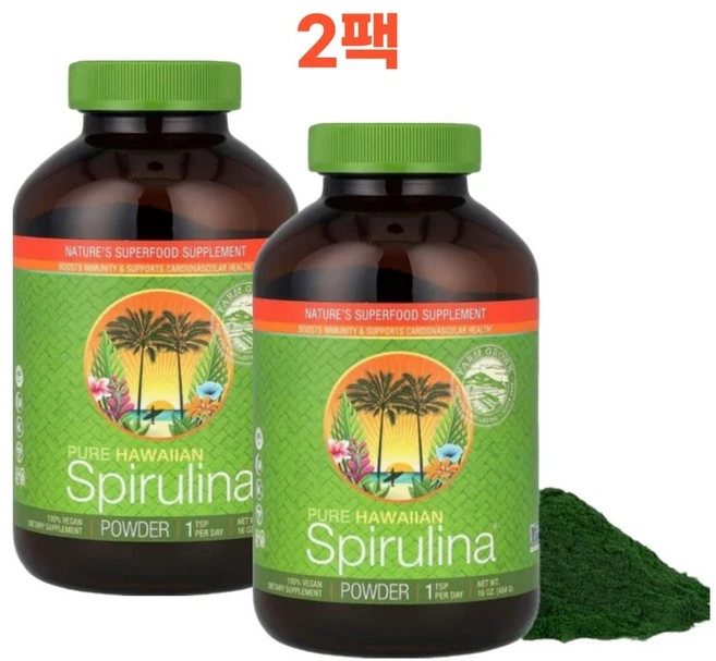 뉴트렉스 하와이 하와이안 스피루리나 가루 분말 454g 2개 - 쿠팡