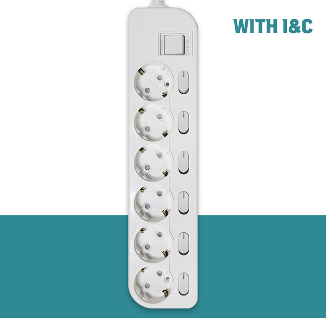 위드아이엔씨 국산 과부하차단 멀티탭 개별 스위치 6구 WI-MC21665, 1개, 10m