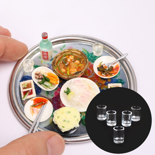 납골당 꾸미기 미니어처 단품 수공예 제사상 음료 주류 강아지 고양이 펫용품 전자기기 화분 꽃, 양주잔(5개입)