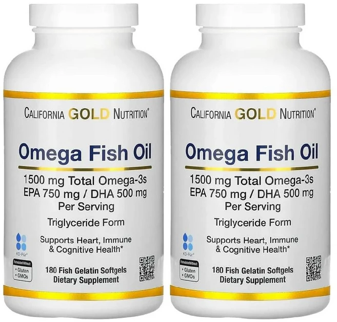 CGN 오메가3 피쉬오일 노르웨이산 EPA DHA Omega3 1500mg 180젤 2병, 2개, 180정 - 쿠팡