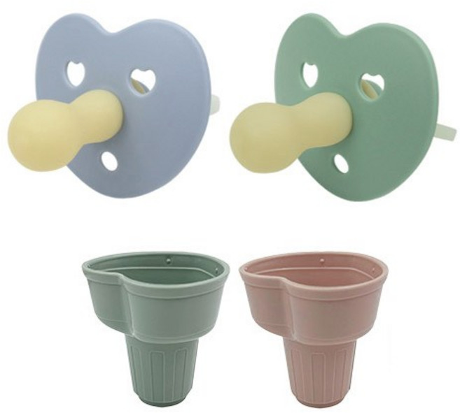 프로미스 하트 쪽쪽이 2p + 콘 케이스 2p, 0단계(0~3개월), 쪽쪽이(드림블루, 드림그린), 1세트