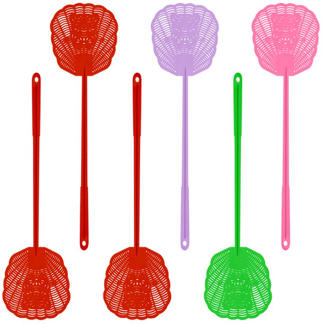 파리채 모기채 칼라 (고급 철심 파리채), 혼합색상D-6개