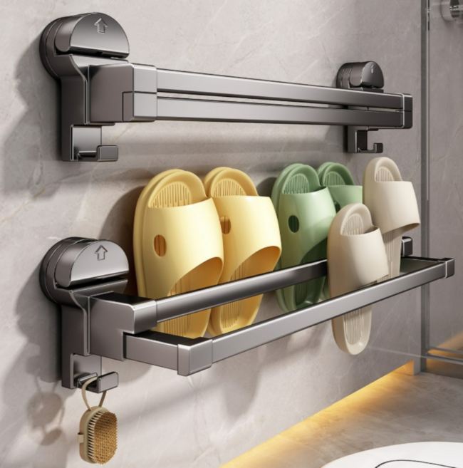 하루행복 강력 흡착 2단 욕실화 거치대, 그레이(50cm), 1개