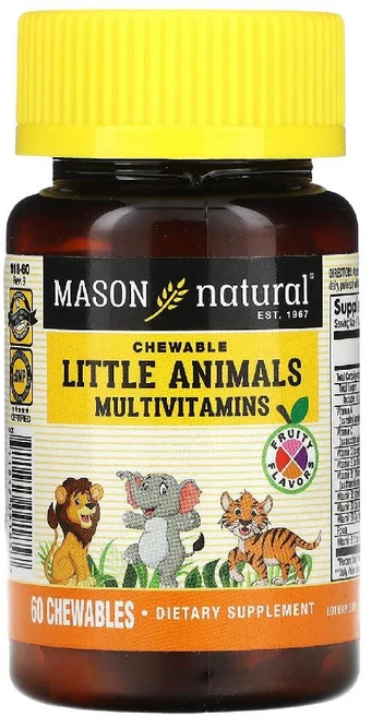 메이슨 내추럴 Little Animals 종합비타민 프루티 60 츄어블, 1개, 60정 - 쿠팡