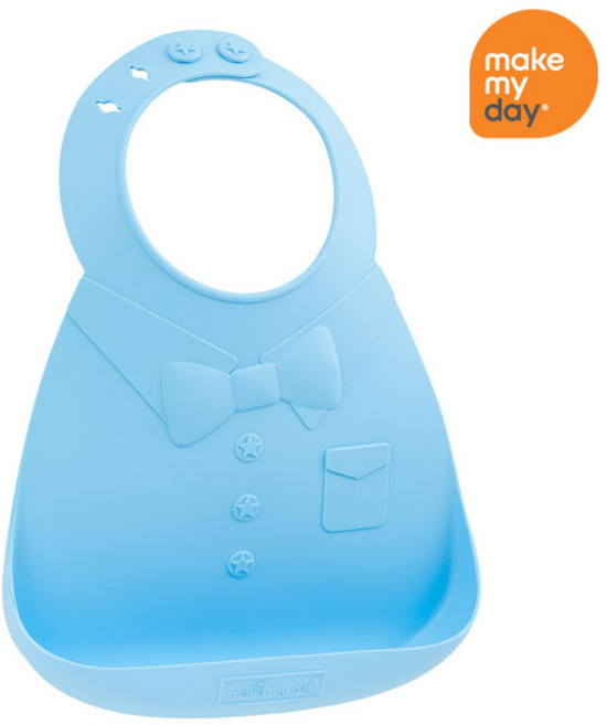멕마이데이 유아 실리콘 이유식 턱받이, 보타이, 1개, 1개입
