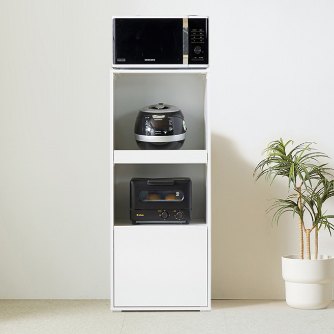 에어프라이어 밥솥 선반 밥통 주방 수납장 뉴모닝 키큰 렌지대, 화이트, 3단