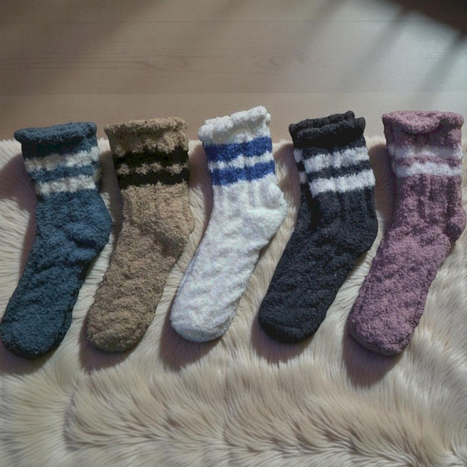 퀸앤모어 겨울필수템 따뜻한 남여공용 수면양말 5PS 홈웨어양말 커플양말 선물용 겨울양말세트 추천