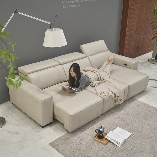 페다 쿠나 블랙 이태리 황소 통가죽 천연면피 슬라이딩 모션 무빙 리클라이너 4인용 소파 (독일정품모터 사용)