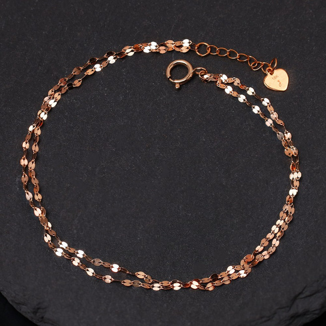 루이델라 14K 18K 여성 데일리 리츠 레이어드 체인 두줄 팔찌