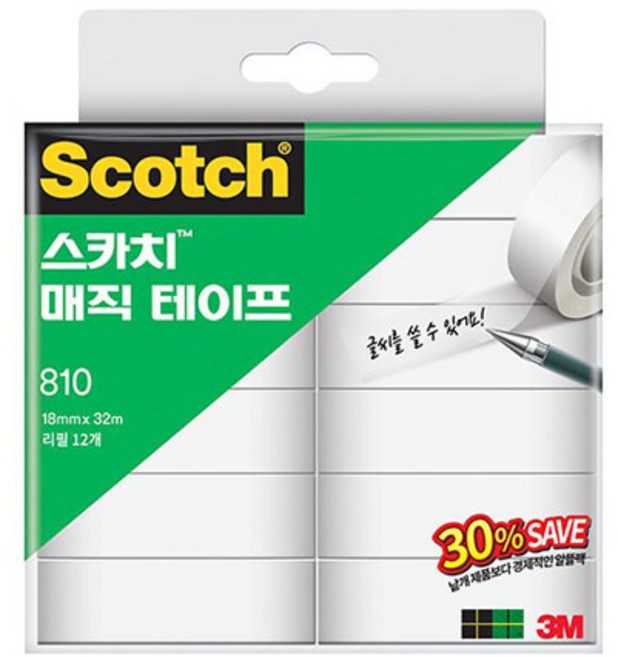 3M 매직 테이프 리필 세이빙팩 810R-12 18mm x 32M 12롤 문구 사무용품