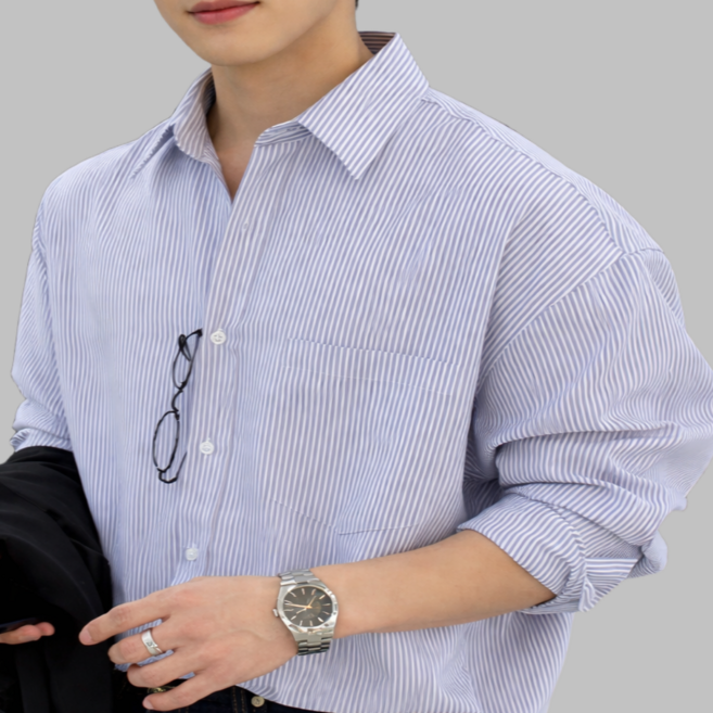 이루이 남성 스트라이프 긴팔셔츠 단정하고 시원한 줄무늬셔츠