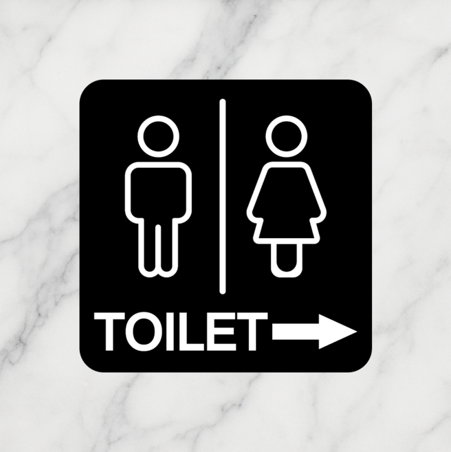 연스튜디오 좌 우 화장실 안내 표지판 18cm 부착형 1개, 우측, 블랙