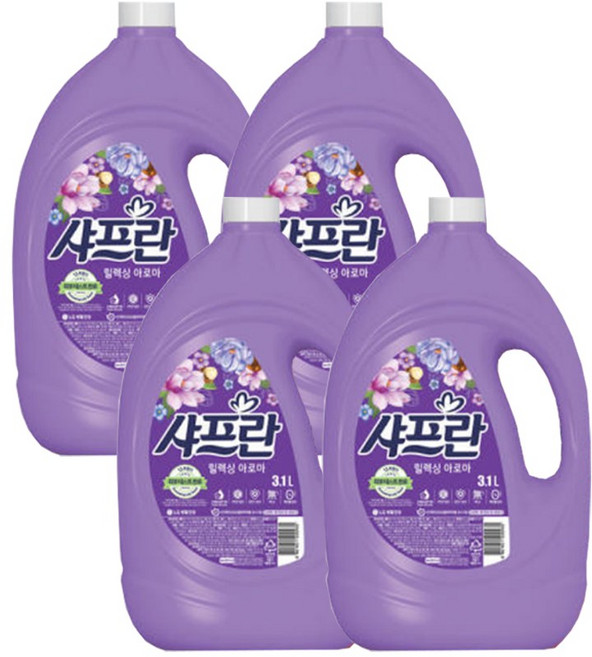 샤프란 시어버터 섬유유연제 릴렉싱 아로마 본품, 3.1L, 4개