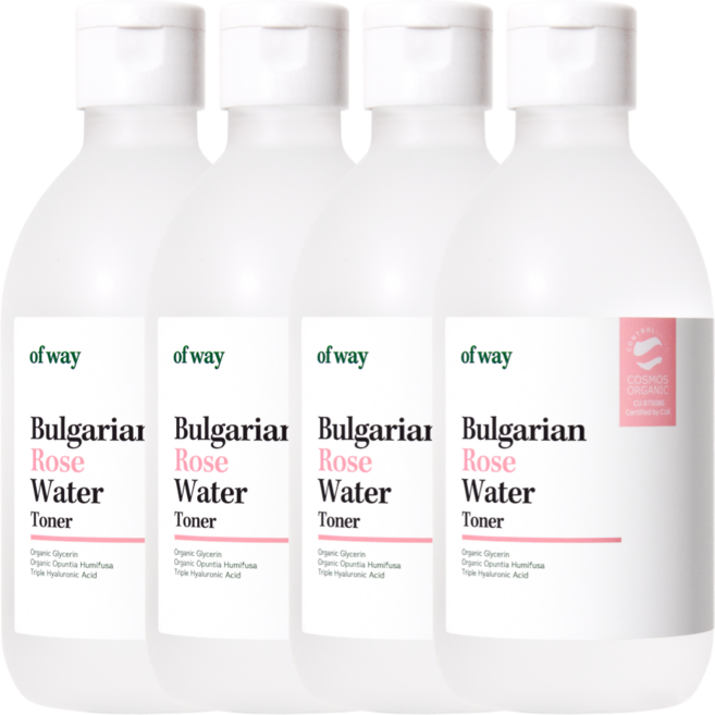겨울 속건조x당김 피부 유기농 약산성 로즈 토너 | 각질+보습+진정 3중 케어 오브웨이 로즈 토너, 4개, 250ml