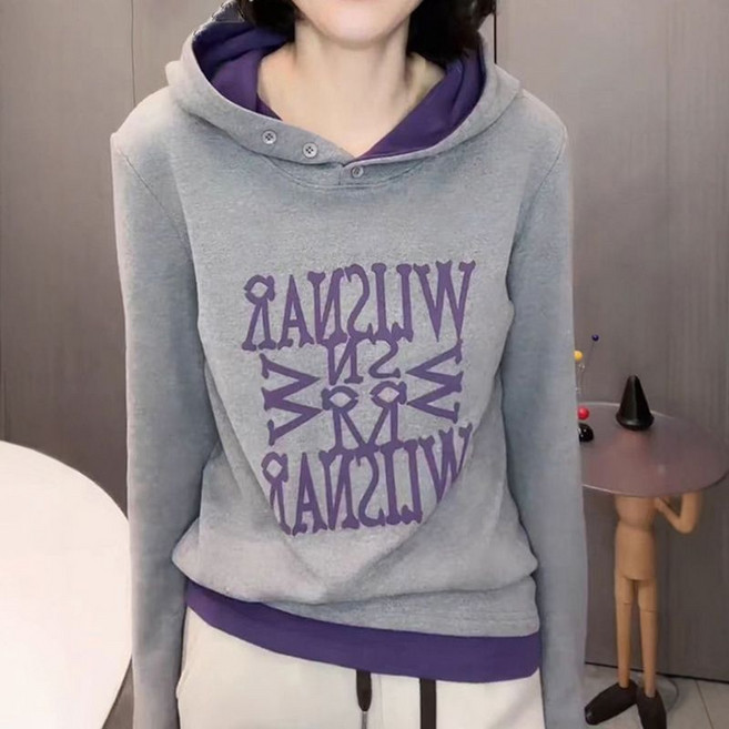 여성 데일리 후드티 봄가을 여자 패션 슬림핏 긴팔 후드 맨투맨 캐주얼 트렌드 티셔츠 상의 YHY