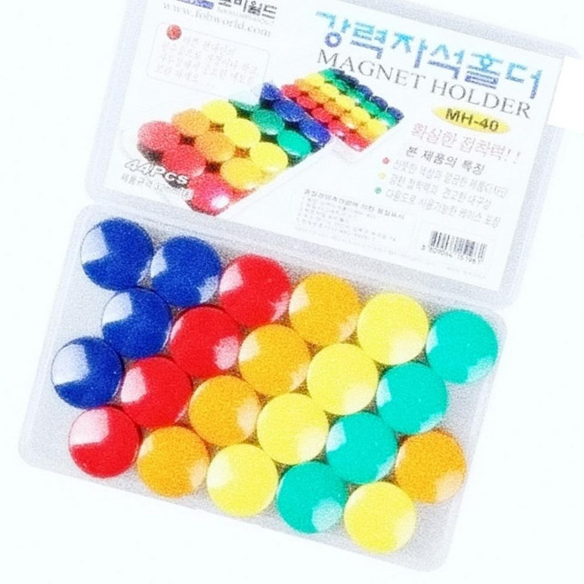 Oce 메모 고정 마그네틱 인테리어 바둑알 자석 32mm 44ea 빨강 놀이 교재 교육용 냉장고 부착 꽂이 사진 포토 홀더, 초록