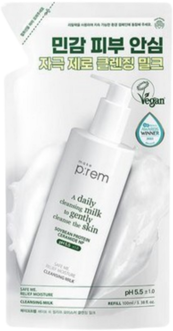[클렌징밀크 1위] 메이크프렘 저자극 클렌징밀크 리필 100ml 세이프 미 릴리프 모이스춰 클렌징밀크메이크프렘 클렌징크림, 메이크프렘 세이프 미 릴리프 모이스처 클렌징 밀크 리필, 1개