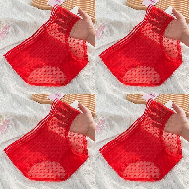 해피유통 여성 4장세트 레이스 얇은 시스루 팬티jhz