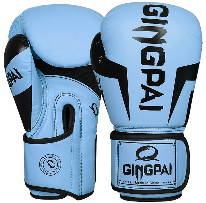 GINGPAI 권투 글러브 타이 트레이닝 글러브 격투 무술 장갑 6-12oz GG1H, 1세트, 스카이 블루