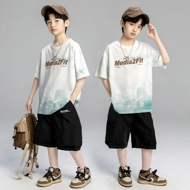 남아 초등학생 여름 상하복 세트 루즈핏 주니어 반팔 반바지 캐주얼