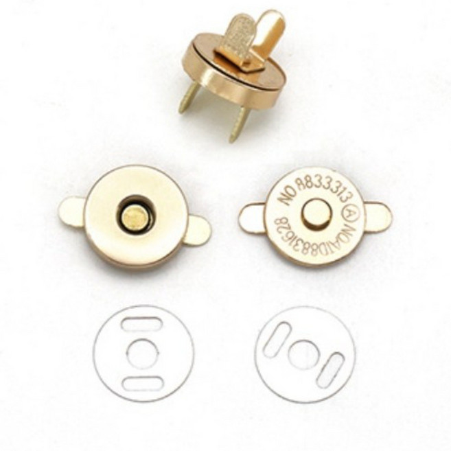[어반굿즈] 패션 부자재 다양한 잡화 리폼 수리 14mm 핀 메탈 자석 단추 20P 한세트, 금색, 20개