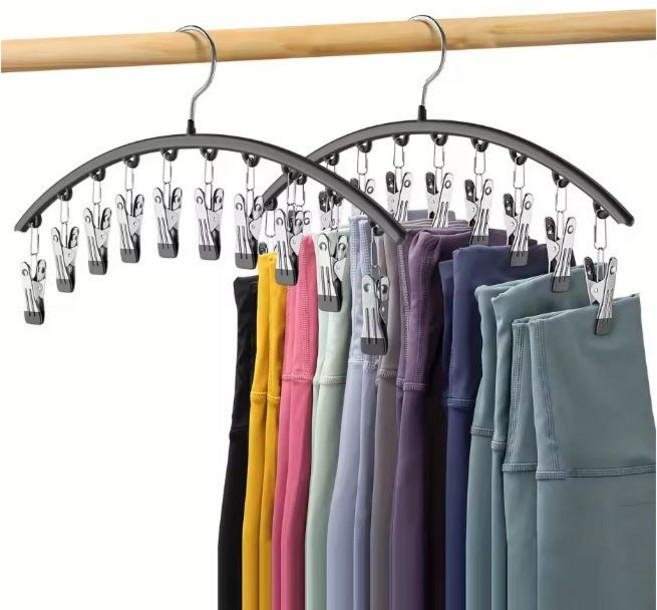 리빙프레소 공간절약 10클립 옷걸이 아치형 행거, 2개, 블랙