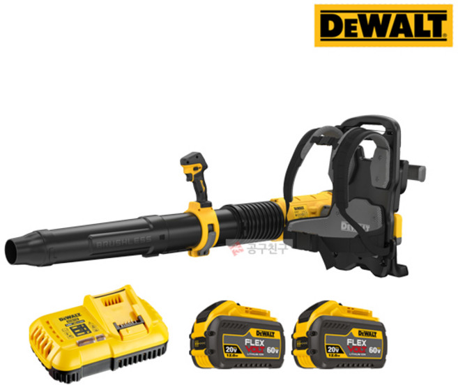 디월트 DCMBL800Y2 충전 백팩 송풍기 60V MAX 4.0Ah 배터리 2팩 플렉스볼트 3단속도조절 배낭형 브로워 브로와 낙엽 청소 제설, 1개