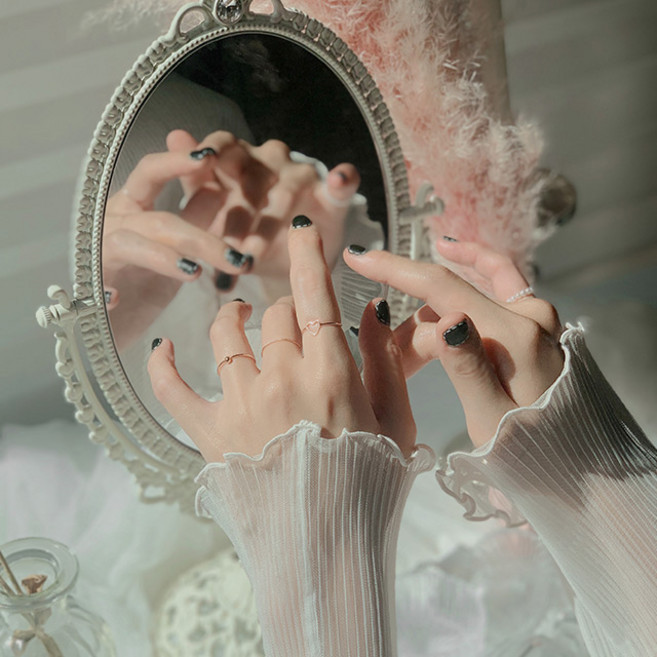 귤팩토리 진주 포인트 하트 반지세트 5pcs