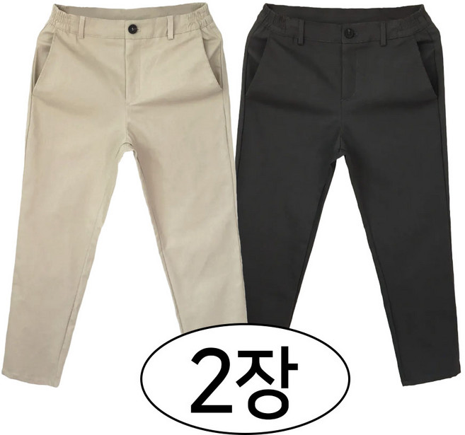 [벙커] 1+1 남자 옆밴딩 면바지 일자핏 스판 데일리 팬츠 빅사이즈 (28-41)