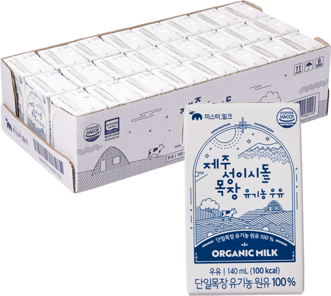 본사직영 제주 성이시돌 목장 유기농 우유 멸균우유 (140ml x 24개입), 140ml, 24개