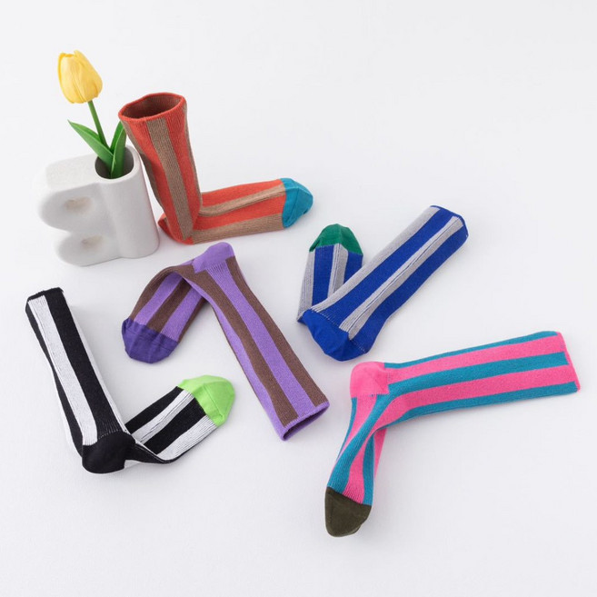 HIHAHA 여성 패션양말 중목 사계절 5개세트