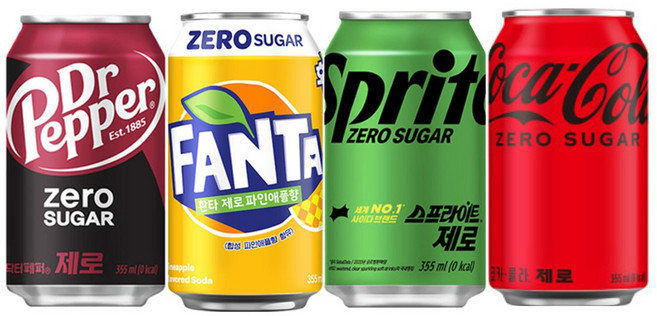 오늘쇼핑 [제로뚱캔 기획전] /코카콜라제로 6캔+스프라이트제로6캔+환타파인애플제로6캔+닥터페퍼제로6캔 총 24캔, 355ml, 1세트